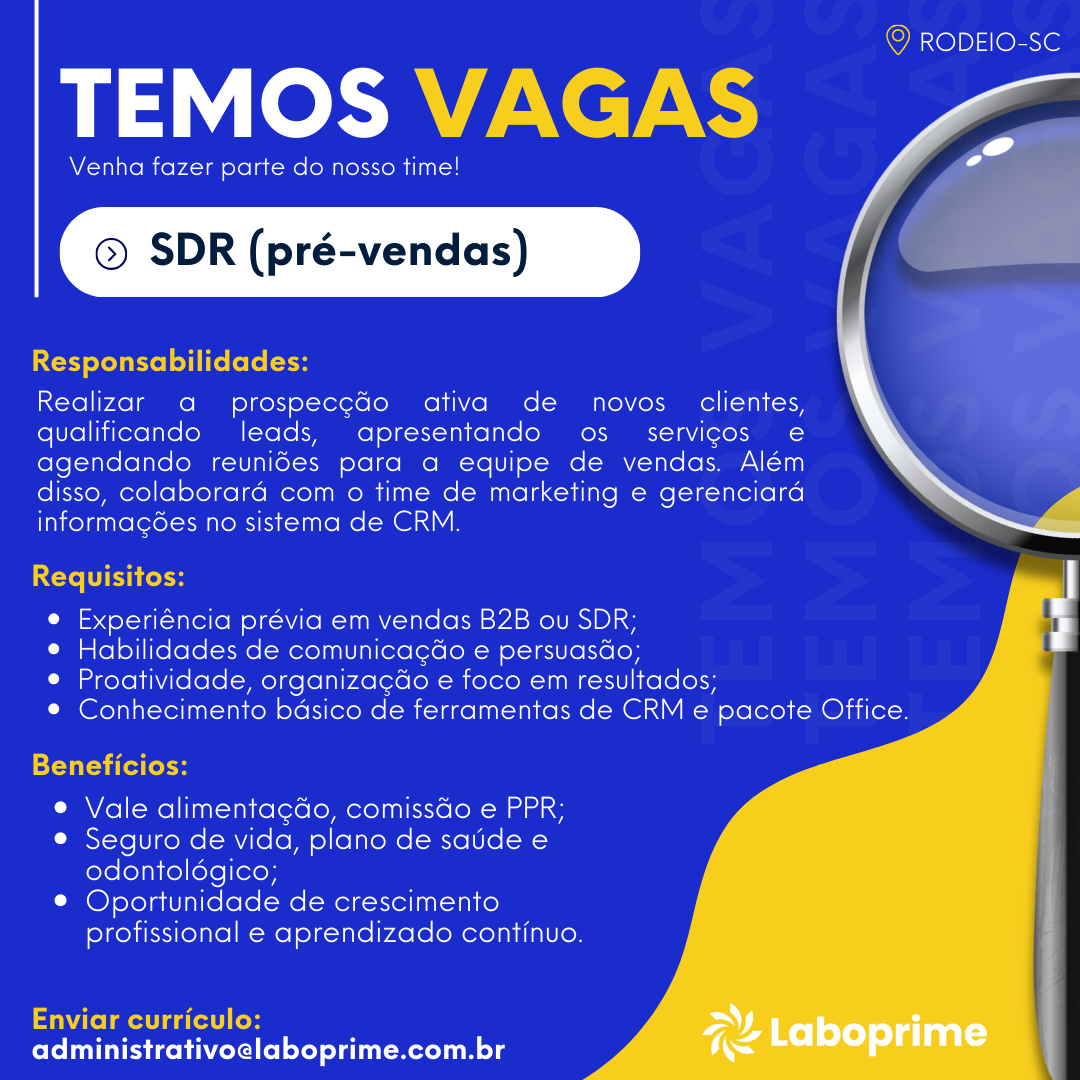 Vaga SDR Pré-Vendas